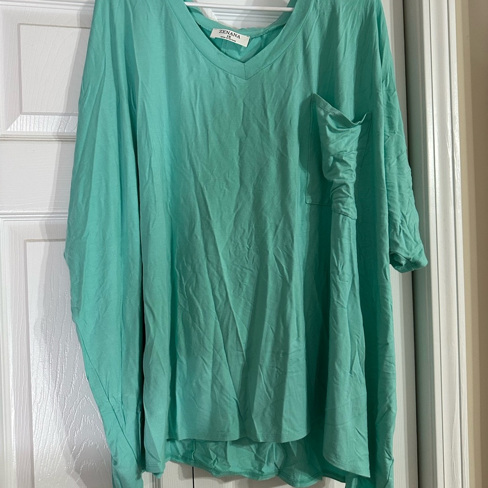 Zenana Outfitters Women's Aqua Long Sleeve Top